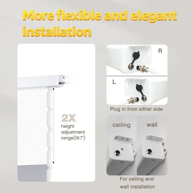 Alt view image 5 of 5 - ALR Tensioned Motorized Projector Screen by SilverMagic - Tab Tensioned and Modern Design Gray Screen with White Aluminum case for Home Theater/Living Room/Patio/Office/Classroom - 120 inch 16:9