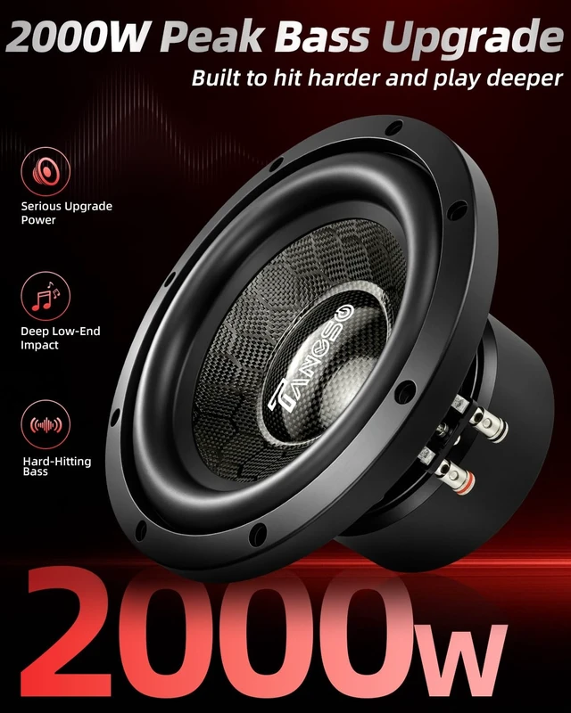 Alt view image 2 of 5 - TANVSO CarbonForce 8 Inch Subwoofer, 2000W Peak 4 Ohm Car Subwoofer