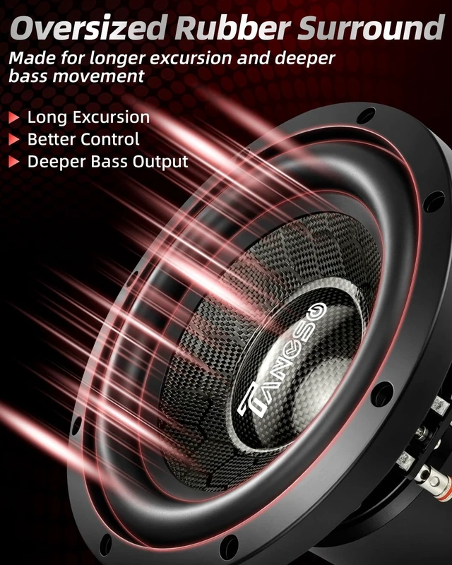 Alt view image 5 of 5 - TANVSO CarbonForce 8 Inch Subwoofer, 2000W Peak 4 Ohm Car Subwoofer