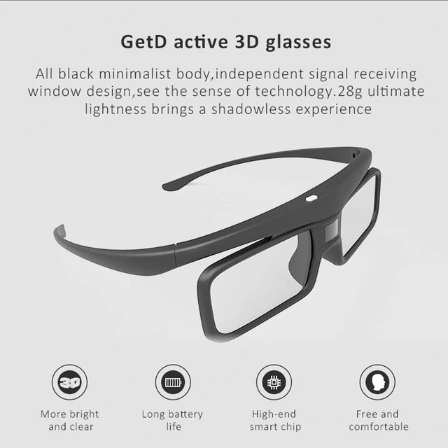 Alt view image 4 of 5 - Tangxi 2Pcs DLP Link 3D Glasses, 144Hz Rechargeable Active Shutter Eyewear Compatiable with LTV2500, LTV3000 Pro, LTV3500 Pro, Vanish TV and Other DLP Link 3D Projectors