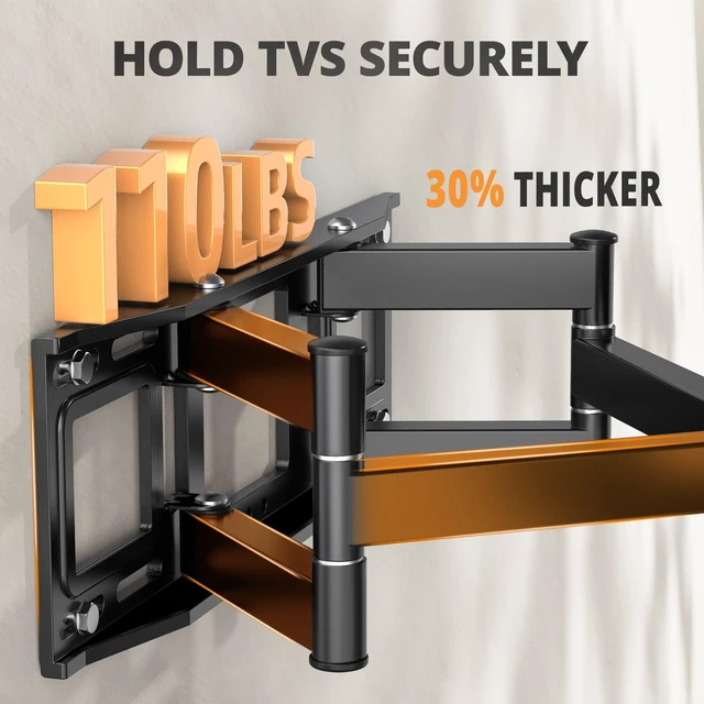 Alt view image 2 of 5 - IWORKBOARD 50 55 65 inch Full Motion TV Wall Mount for 32-70 inch TV Bracket,Dual articulating Arms Mount, Tilt Swivel Extension Level, Max VESA 400x400mm, 16" Studs, 110 lbs,Fit Most 40 43 50+ TVs