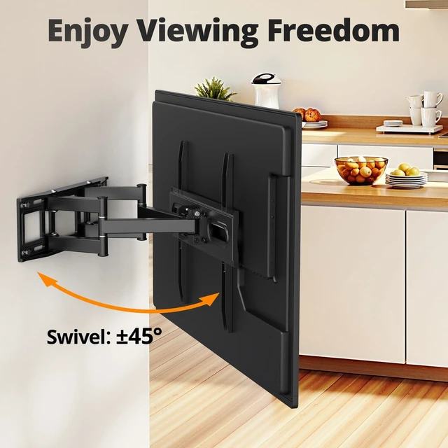 Alt view image 4 of 5 - IWORKBOARD 50 55 65 inch Full Motion TV Wall Mount for 32-70 inch TV Bracket,Dual articulating Arms Mount, Tilt Swivel Extension Level, Max VESA 400x400mm, 16" Studs, 110 lbs,Fit Most 40 43 50+ TVs
