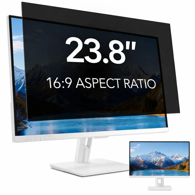 Main image of QOYZINE 23.8 inch Computer Privacy Screen Filter for 16:9 Aspect Ratio Widescreen Monitor,23.8in Curved Computer Monitor Privacy Shield Anti Glare Eye Protection, Anti-Scratch Removable Protector Film