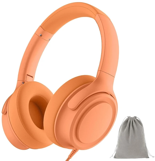 Main image of ADOOPE Wired Over-Ear Headphones with USB C Connector, Hi-Fi Stereo Sound, Noise-Isolating Ear Cups, Comfortable Fit for USB C Devices (Orange, with Bag)