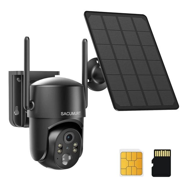 Main image of SACUMURT Solar Security Cameras Wireless Outdoor, No WiFi