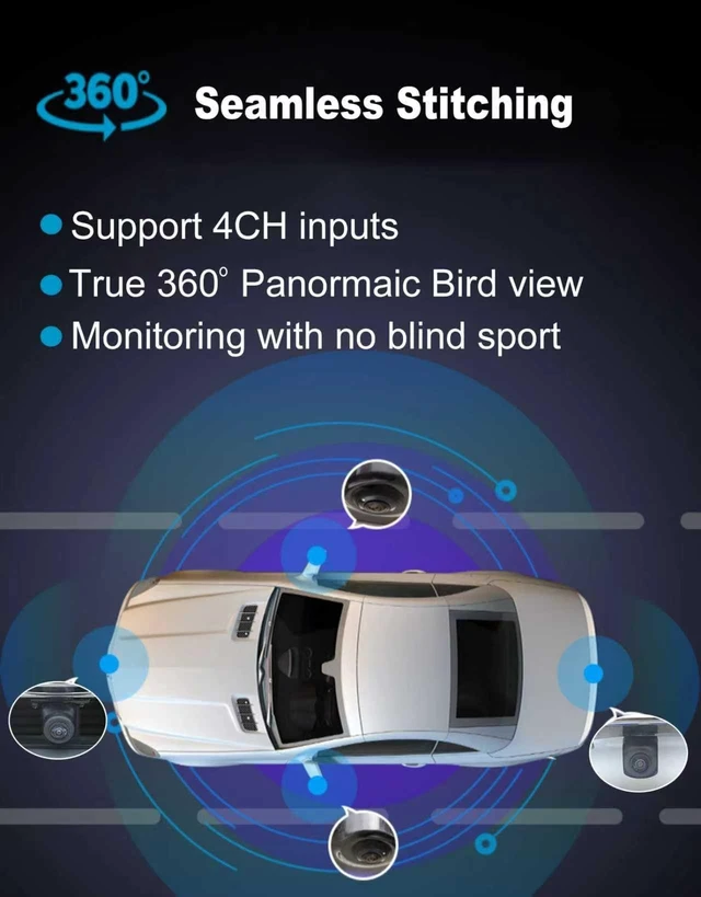 Alt view image 3 of 5 - HD 360Bird's Eye View Camera Record System, Panoramic Image, Surrounding Checking,1080P AHD Front Rear, Left Right Dash Cam, No Blind Sport, Super Night Vision for Car SUV Pickup Jeep