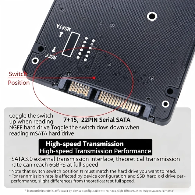 Alt view image 3 of 5 - Jussming M.2 mSATA to SATA Adapter Enclosure for SSD Storage Conversion