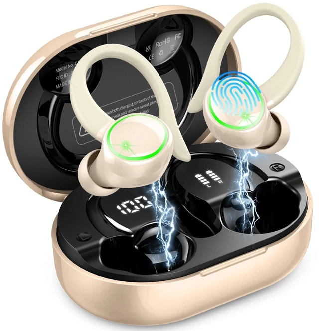 Main image of Wireless Earbuds Sports, Bluetooth 5.4 Headphones Hifi Stereo, Earphones with Earhooks, 50H Playback Over Ear Buds, IP7 Waterproof Fitness Headset for Gym Running Workout, ENC Noise Cancelling