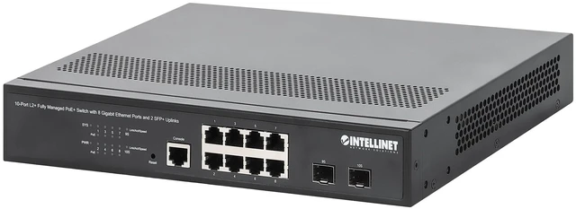 Alt view image 4 of 5 - Intellinet 10-Port Managed L2+ PoE+ Switch, 8 Gigabit, 2 SFP+ Uplinks, 120W