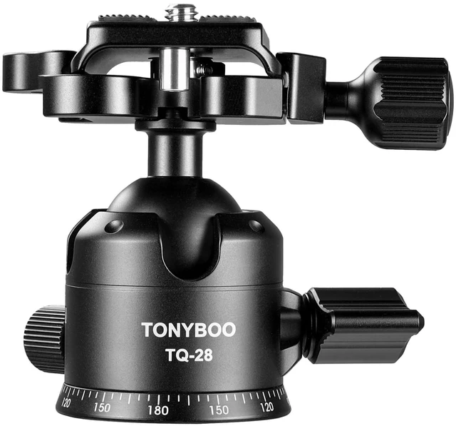 Main image of TONYBOO Low Profile Ball Head, All Metal CNC Precision Machined Tripod Head with Arca Swiss Quick Release Plate, 360 Panoramic Scale, Double U-Groove Panoramic Head for DSLR Camera, Load up to 22lbs