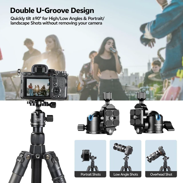 Alt view image 5 of 5 - TONYBOO Low Profile Ball Head, All Metal CNC Precision Machined Tripod Head with Arca Swiss Quick Release Plate, 360 Panoramic Scale, Double U-Groove Panoramic Head for DSLR Camera, Load up to 22lbs