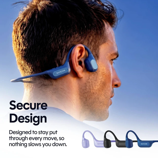 Alt view image 2 of 5 - Raycon Bone Conduction Headphones Mini - Bluetooth Open Ear Earbuds with 4 Built-in Microphones, 16H Battery, IP67 Water/Dust Resistant (Black)