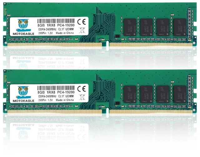 Main image of 16GB DDR4 RAM 2x8GB 2400 MHz UDIMM 1RX8 PC4-19200 DDR4-2400T CL17 DIMM Non-ECC Desktop Memory KIT