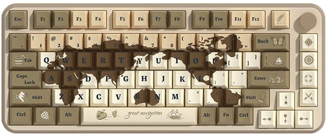 Main image of LUSKINNO World Map PBT Keycaps Set, 138 Keys Cherry Profile Dye-Sublimation Keycaps for Mechanical Keyboards, Cherry MX Stem Compatible, Thick Durable Keycaps with Ergonomic Design