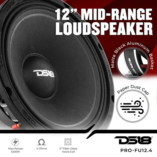 Alt view image 2 of 5 - DS18 PRO-FU12.4 12" Mid Range Loudspeaker, 1200 Watts, 600 RMS, 4 Ohms - Powerful Car Audio Midrange Speaker (1 Speaker)