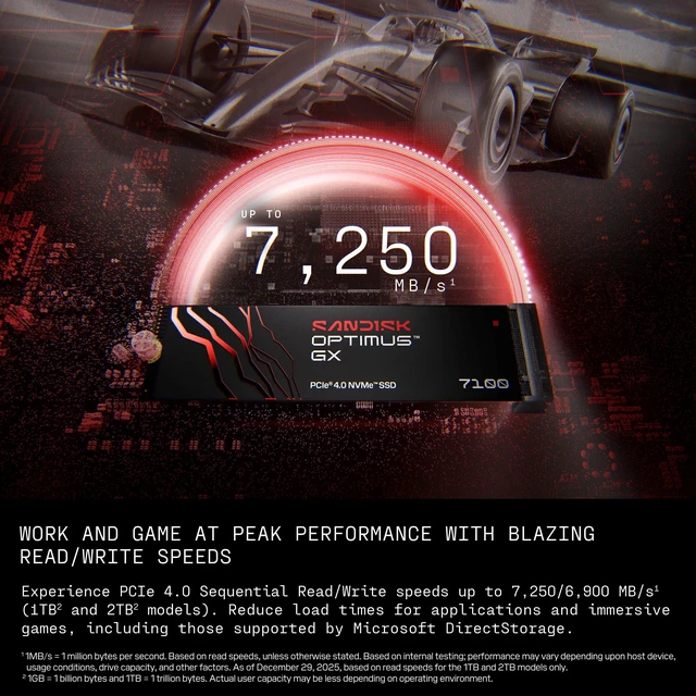 Alt view image 2 of 5 - Sandisk Optimus GX 7100 1TB NVMe SSD, PCIe 4.0, M.2 2280