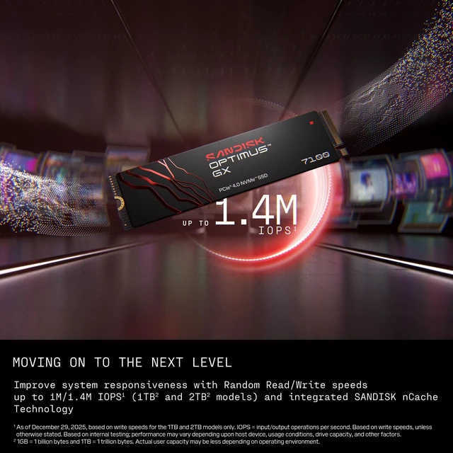 Alt view image 5 of 5 - Sandisk Optimus GX 7100 1TB NVMe SSD, PCIe 4.0, M.2 2280