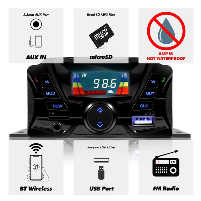 Alt view image 2 of 5 - GoHawk Motorcycle Bluetooth Speakers Waterproof Motorcycle Radio