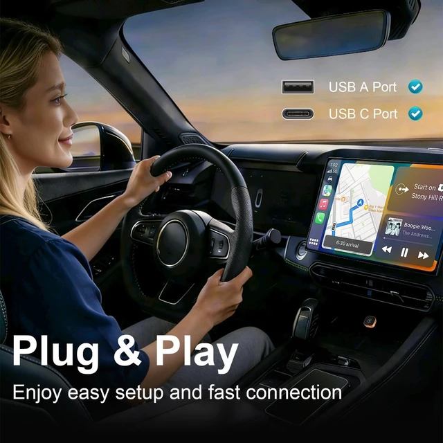 Alt view image 2 of 5 - Trolinktek Wireless CarPlay Adapter for Apple iPhone & Android Auto, 2-in-1 Mini CarPlay Adapter Convert Wired to Wireless Dongle, Plug & Play, No Delay, BT5.4, 2.4G/5G WiFi
