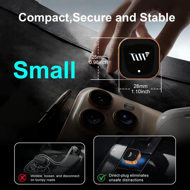 Alt view image 3 of 5 - Trolinktek Wireless CarPlay Adapter for Apple iPhone & Android Auto, 2-in-1 Mini CarPlay Adapter Convert Wired to Wireless Dongle, Plug & Play, No Delay, BT5.4, 2.4G/5G WiFi
