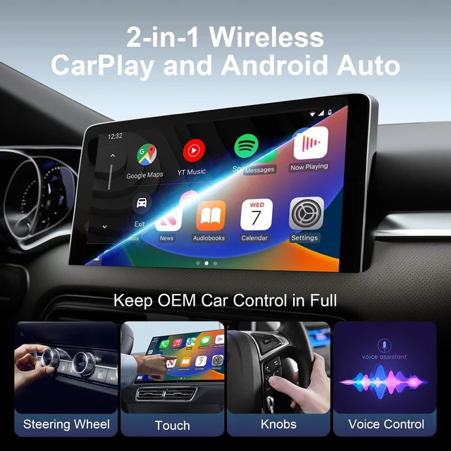 Alt view image 5 of 5 - Trolinktek Wireless CarPlay Adapter for Apple iPhone & Android Auto, 2-in-1 Mini CarPlay Adapter Convert Wired to Wireless Dongle, Plug & Play, No Delay, BT5.4, 2.4G/5G WiFi