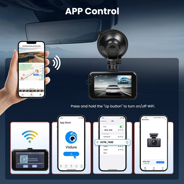 Alt view image 4 of 5 - 4K Dual Channel Dash Cam 360 Front and Rear 3'' Car Camera with 64G Card