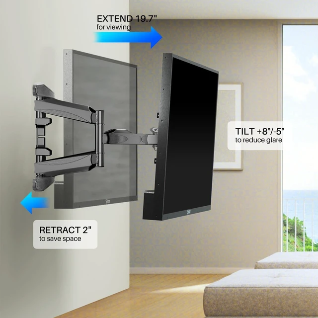 Alt view image 5 of 5 - Sylvox Full Motion TV Wall Mount, TV Mount Bracket for 40-75 inch TVs, Dual Articulating Arms, Swivel and Tilt, Max VESA 600x400mm, Holds Up to 150lbs
