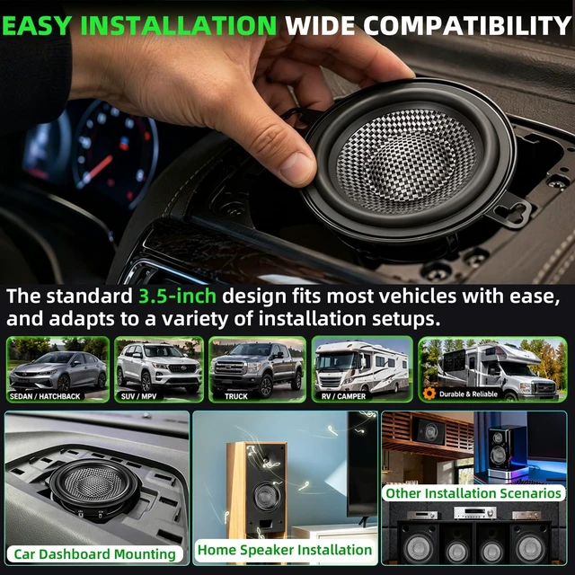 Alt view image 5 of 5 - 3.5 Speakers Carbon Fiber Cone 600W 4 Ohm Mid-Bass 3.5 Speaker Car Audio