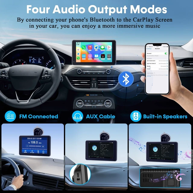 Alt view image 4 of 5 - 3-Min Easy Install Portable Wireless CarPlay Screen: Upgrade for Older Cars