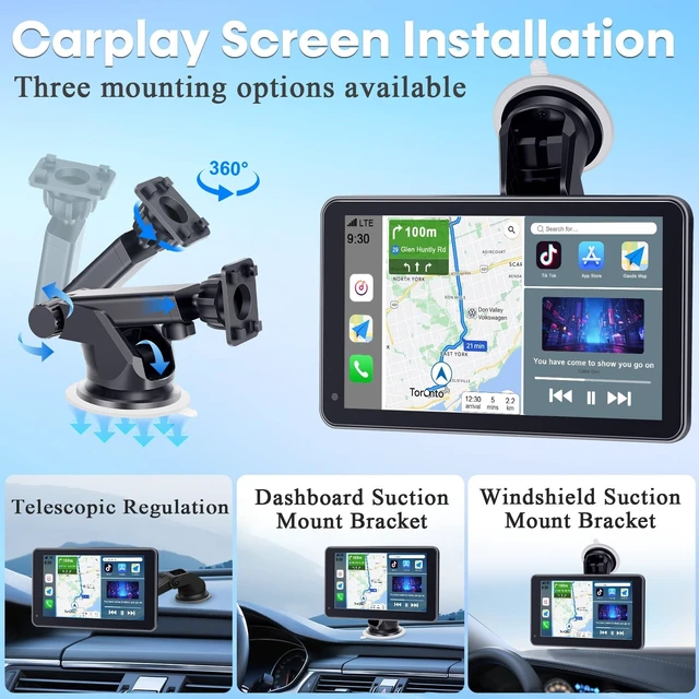 Alt view image 5 of 5 - 3-Min Easy Install Portable Wireless CarPlay Screen: Upgrade for Older Cars