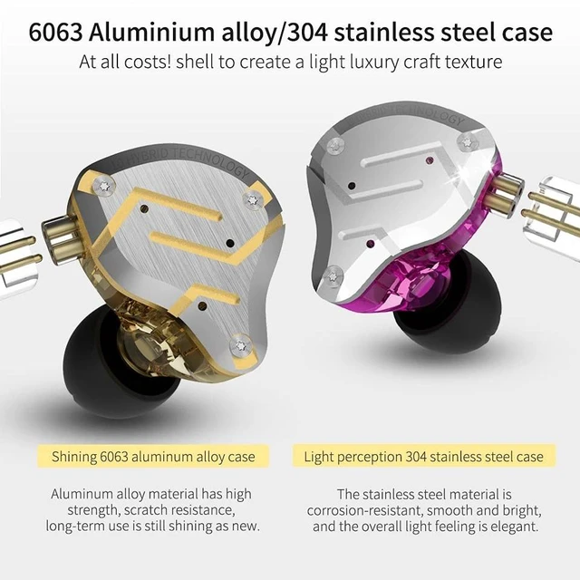 Alt view image 4 of 5 - KZ ZS10 Pro in Ear Monitors,4BA+1DD 5 Driver in-Ear HiFi Metal Earphones with Stainless Steel Faceplate IEM Earphones, 2 Pin Detachable Cable