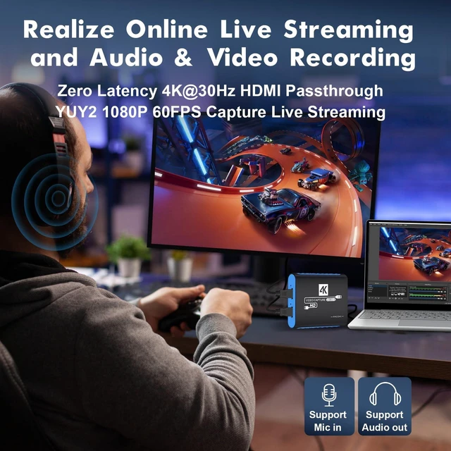 Alt view image 5 of 5 - USB 3.0 HDMI Video Capture Card for Switch 2 PS5 Xbox DSLR Streaming