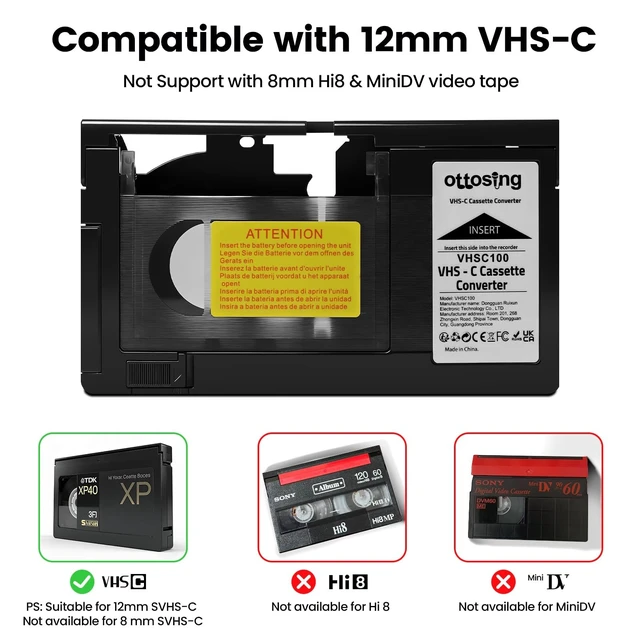 Alt view image 2 of 5 - 2026 VHSC Tape Video Cassette Adapter, VHS-C to VHS Cassette Adapter ,Camcorder Tape Converter for VCR Video Player, , Incompatible with Hi8,8mm,MiniDV