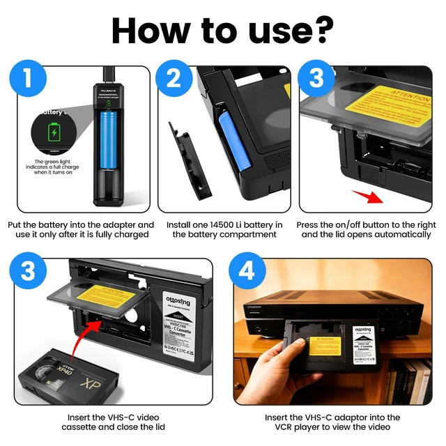 Alt view image 3 of 5 - 2026 VHSC Tape Video Cassette Adapter, VHS-C to VHS Cassette Adapter ,Camcorder Tape Converter for VCR Video Player, , Incompatible with Hi8,8mm,MiniDV