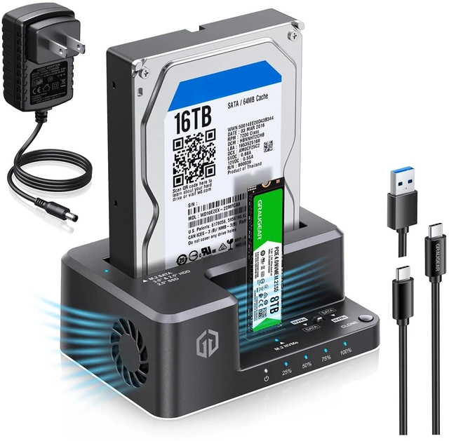 Main image of GRAUGEAR M.2 NVMe & SATA 3.5"/2.5" SSD HDD Hard Drive Docking Station, USB-C 10Gbps NVMe Reader, SATA to NVMe M.2 Cloner, NVMe SSD Enclosure Clone Station, Dual Bay Offline Clone