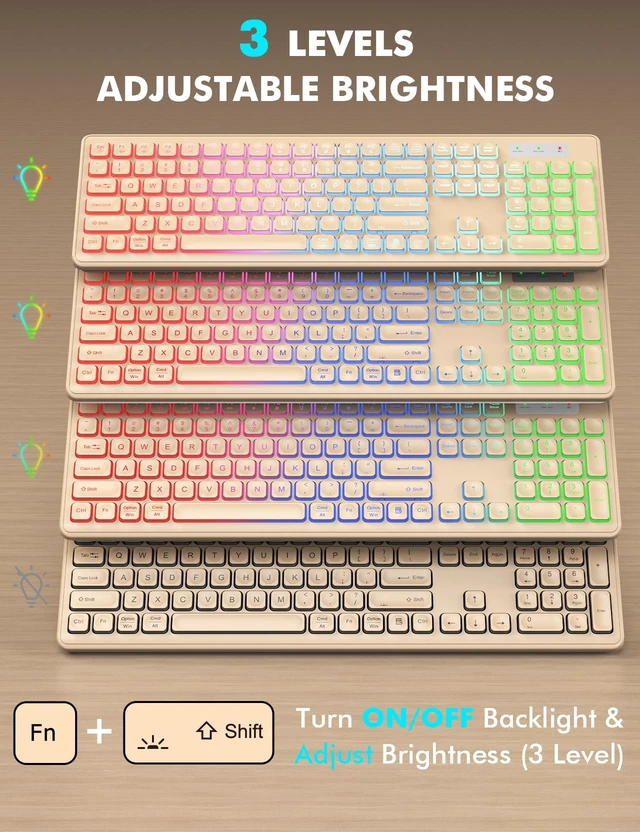 Alt view image 2 of 5 - Wireless Keyboard and Mouse Combo with RGB Backlit, Rechargeable