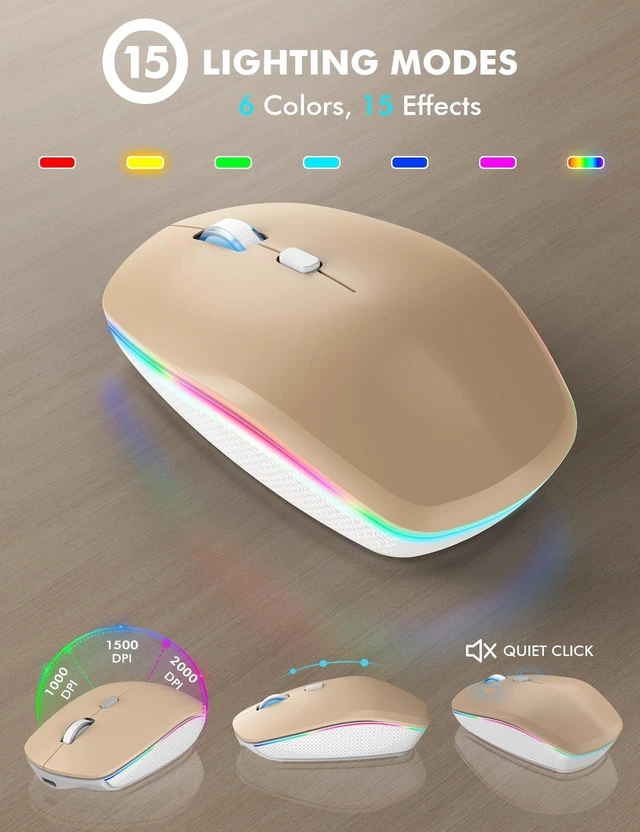 Alt view image 5 of 5 - Wireless Keyboard and Mouse Combo with RGB Backlit, Rechargeable