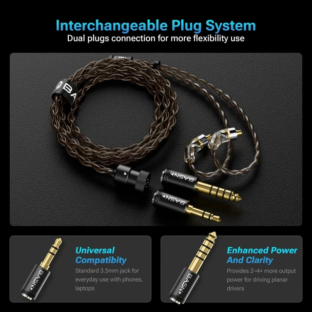 Alt view image 4 of 5 - BASN ASONE PRO 14.2mm Planar in Ear Monitor, 3.5/4.4mm MMCX IEMs, Silver