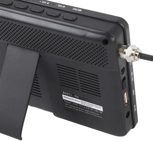 Alt view image 5 of 5 - FOSA 6 Inch Portable Digital TV with ATSC Tuner, HD 1080p Small LCD Television for Camping, Car, Travel, Built in USB, TF Card Slot, FM Radio, Rechargeable Battery