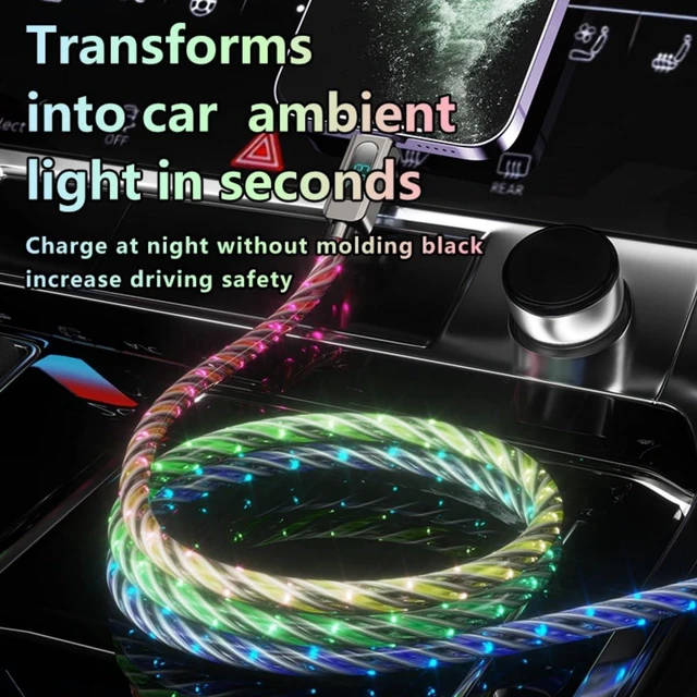 Alt view image 3 of 5 - Light Up USB-C Cable 2Pack 6.6ft LED Charger RGB USBC to USBC Charging Cord