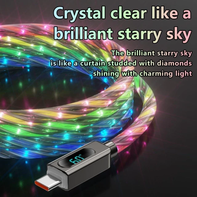 Alt view image 5 of 5 - Light Up USB-C Cable 2Pack 6.6ft LED Charger RGB USBC to USBC Charging Cord