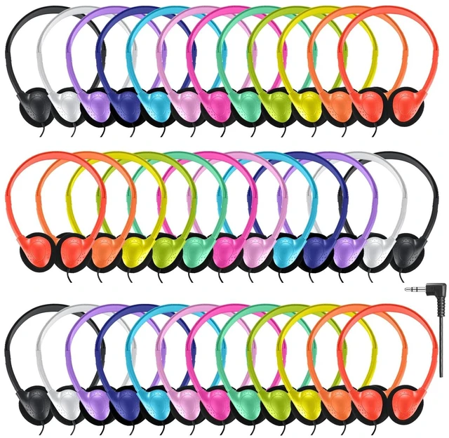 Main image of Yoley Classroom Headphones Bulk 30 Pack for School Kids,Wholesale Durable Earphones Class Set of Headphones for Students Children Toddler Teens and Adult Multi Color