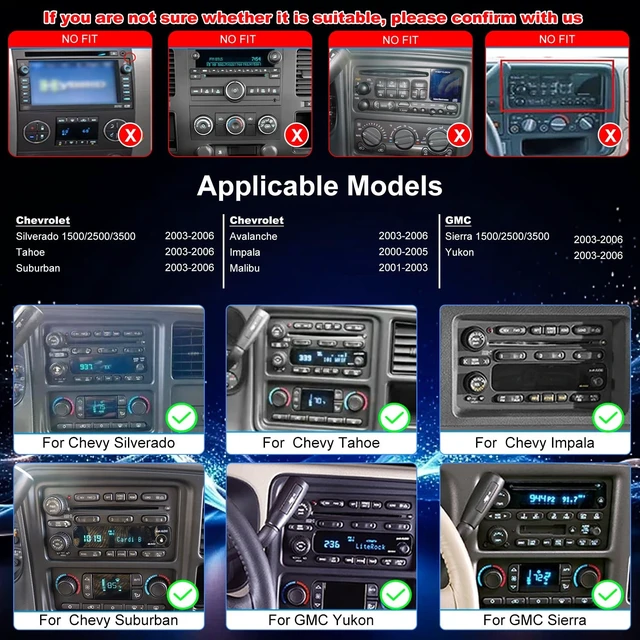 Alt view image 2 of 5 - 10" Car Radio for GMC Sierra Tahoe Chevy Silverado 1500 2500 3500 2003-2006