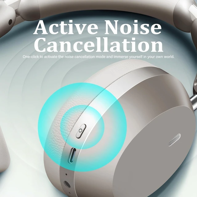 Alt view image 2 of 5 - Wentronic Y04 Wireless Over-Ear Headphones, Noise Cancelling, Starlight