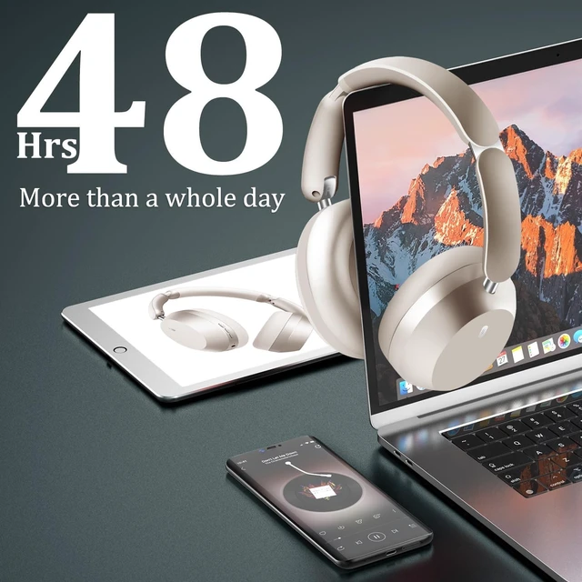 Alt view image 5 of 5 - Wentronic Y04 Wireless Over-Ear Headphones, Noise Cancelling, Starlight