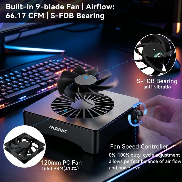 Alt view image 3 of 5 - 5V USB Computer Fan, Mini PC Cooling Fan, with Adjustable Speed Controller