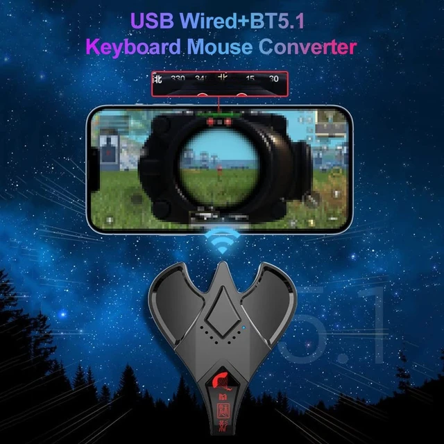 Alt view image 2 of 5 - YIWENG M3 Mobile Game Keyboard Mouse Converter Adapter USB Wired+BT5.1 Dual-Mode Connection Support 18W PD Fast Charging, Black