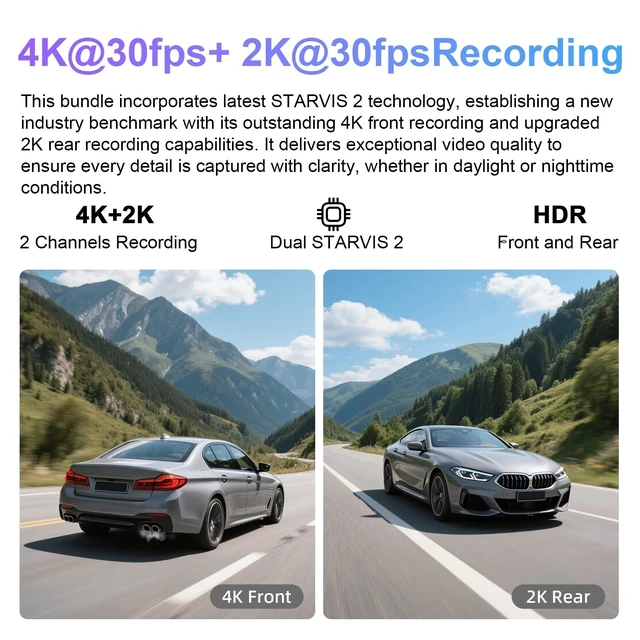 Alt view image 5 of 5 - Mangoal 4K Front & 2K Rear 2 Channel HDR Dash Cam, Dual STARVIS 2 IMX678 IMX675 Fit for Chevy Silverado 1500 2019-2021, 1500 Limited 2022 and HD 2020-2023 (Model B), 5GHz WiFi, GPS, 128GB