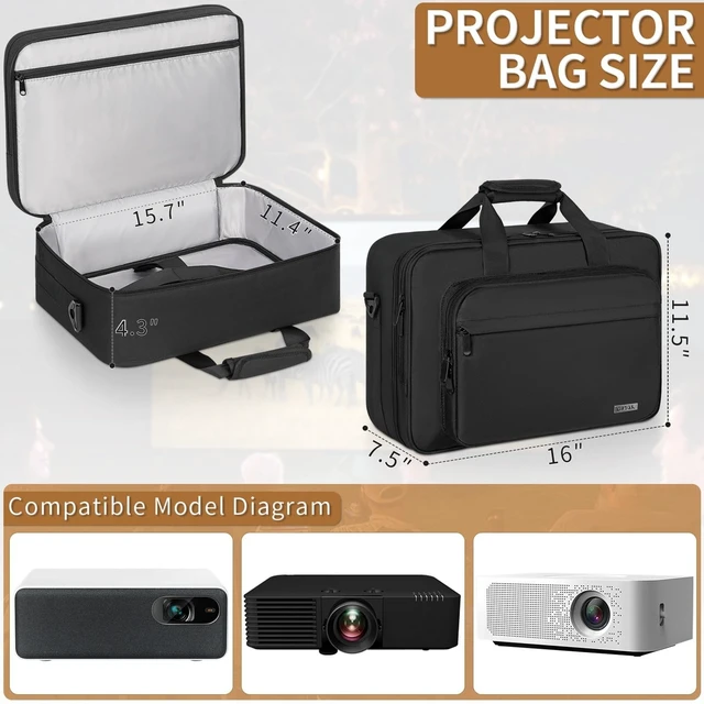 Alt view image 4 of 5 - GMAK Projector Carrying Case, Universal Projector Bags with Storage Pockets