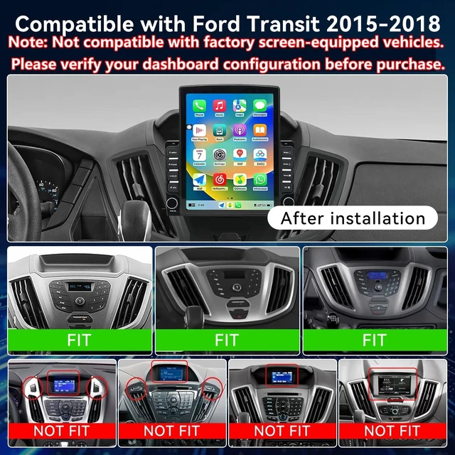 Alt view image 2 of 5 - Android 14 Car Stereo Radio Compatible with Ford Transit 2015 2016 2017 2018 Wireless CarPlay & Android Auto AHD Backup Camera Upgrade 9.7" Touch Screen GPS WiFi SWC FM Bluetooth 2+64G